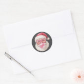 サンタがシャボン玉を飛ばす クリスマスのユーモア ラウンドシール (封筒)