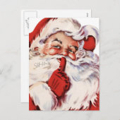 サンタがシーッと言う シーズンポストカード (正面/裏面)
