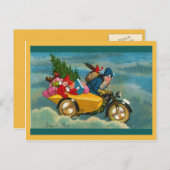 サンタがスクーターに乗っている シーズンポストカード (正面/裏面)