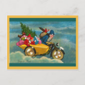 サンタがスクーターに乗っている シーズンポストカード (正面)
