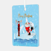 サンタがスケートできないクリスマスフォトツリーオーナメント メタルオーナメント (正面左)
