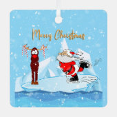 サンタがスケートできないクリスマスフォトツリーオーナメント メタルオーナメント (正面)