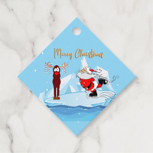 サンタがスケートできないクリスマスプレゼントラベル フェイバータグ (正面)