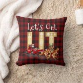 サンタがスポーツカーのバッファローを赤に点灯 クッション (ブランケット)