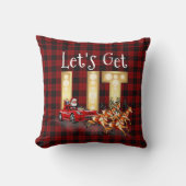 サンタがスポーツカーのバッファローを赤に点灯 クッション (正面)