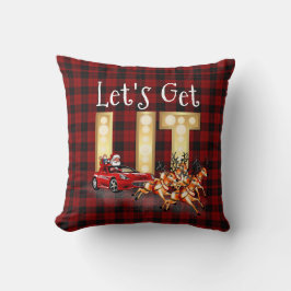 サンタがスポーツカーのバッファローを赤に点灯 クッション