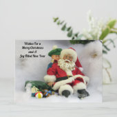 サンタがタンブルを取る – フラットクリスマスカード シーズンカード (スタンド正面)