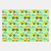 サンタがダンプトラックとブルドーザーに乗る ラッピングペーパーシート (正面3)