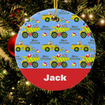 サンタがダンプトラックに乗ってブルドーザー・ブルー