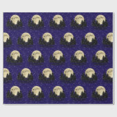 サンタがダークブルーのクリスマスを祝う ラッピングペーパー (フラット)