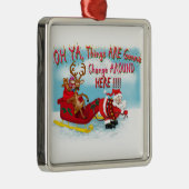 サンタがトナカイを！ メタルオーナメント (右)