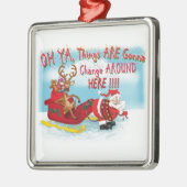 サンタがトナカイを！ メタルオーナメント (左)