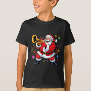 サンタがトランペットを演奏するおもしろいホリデークリスマス Xmas Tシャツ