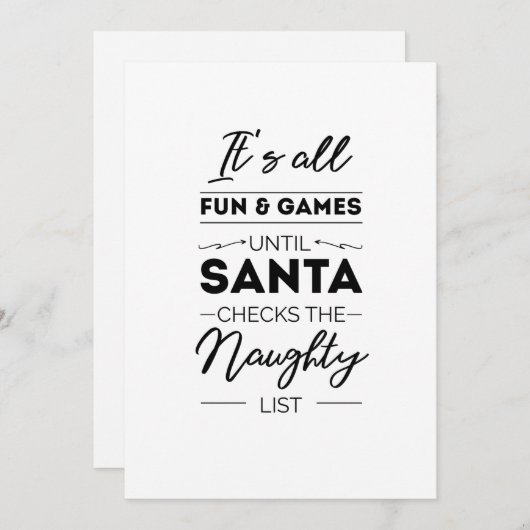 サンタがナフトをチェックするまで全てのおもしろいとゲームだ シーズンカード (正面/裏面)