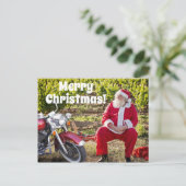 サンタがバイクでクリスマスを過ごす ポストカード (スタンド正面)