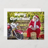 サンタがバイクでクリスマスを過ごす ポストカード (正面/裏面)