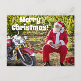 サンタがバイクでクリスマスを過ごす ポストカード