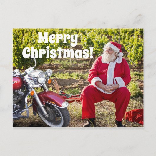 サンタがバイクでクリスマスを過ごす ポストカード (正面)