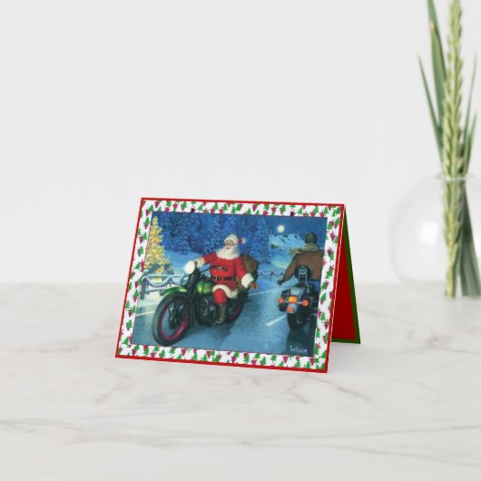 サンタがバイクに乗ったクリスマスカード カード (正面)