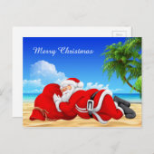 サンタがビーチで眠る シーズンポストカード (正面/裏面)