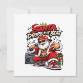 サンタがビートを落とす クリスマス ヒップホップ カード (正面)