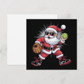 サンタがピッチャーとしてソフトボールをプレイする クリスマス スポーツ (正面/裏面)