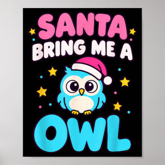 サンタがフクロウを持ってくるクリスマス 楽しいクリスマス 動物 ポスター