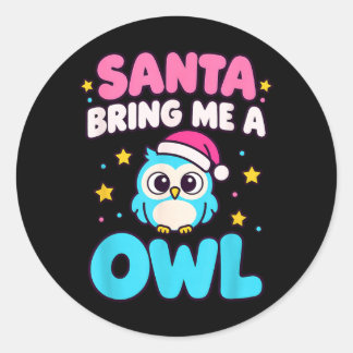 サンタがフクロウを持ってくるクリスマス 楽しいクリスマス 動物 ラウンドシール