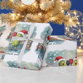 サンタがマッチするピックルボール クリスマス ラッピングペーパー