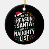 サンタがリストのクリスマスを持っていけないる理おもしろい由 セラミックオーナメント (正面)