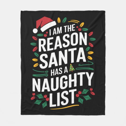サンタがリストのクリスマスを持っていけないる理おもしろい由 フリースブランケット (正面)