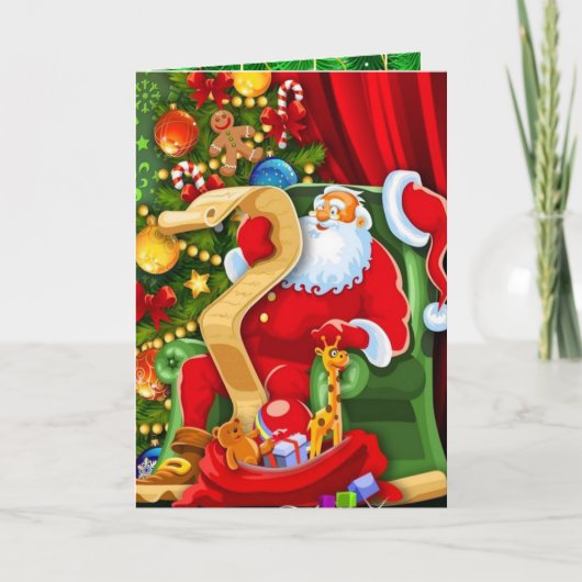 サンタがリストをチェック シーズンカード (正面)