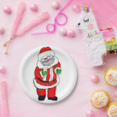 サンタがリストをチェック ペーパープレート (パーティー)