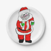 サンタがリストをチェック ペーパープレート (正面)
