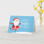 サンタがリストを持っているのは私いけなだ カード (黄色い花)