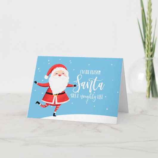 サンタがリストを持っているのは私いけなだ カード (正面)