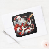 サンタがロック・ミュージックで休日を電化 スクエアシール (封筒)