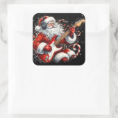 サンタがロック・ミュージックで休日を電化 スクエアシール (バッグ)