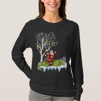 サンタがワニに乗る クリスマスプレゼント ワニ好きな人へ Tシャツ