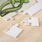 サンタがワークショップに参加したヴィンテージレトロはがき ジグソーパズル (側面)