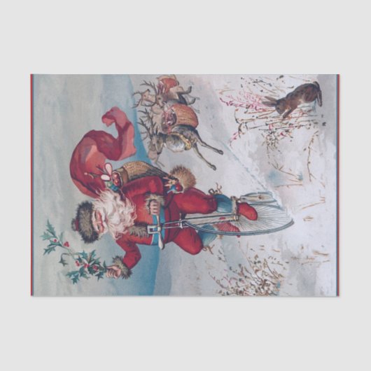 サンタが一輪車のトナカイの真後ろに！ 薄葉紙 (正面)