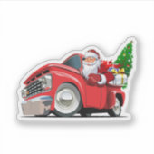 サンタが乗ったクリスマストラックのキャラクター シール (正面)