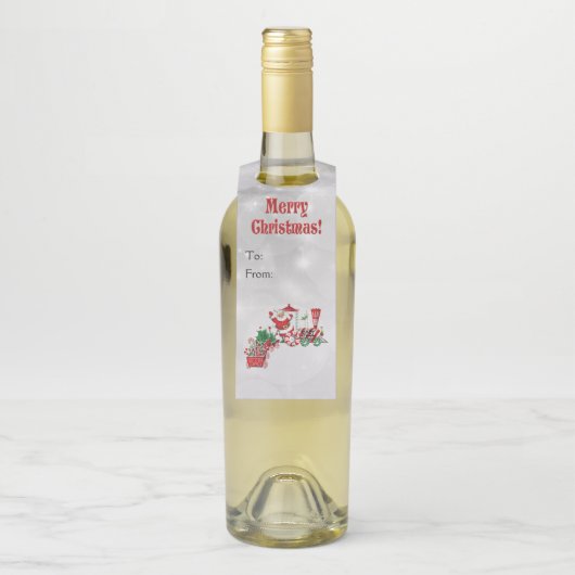 サンタが乗るクリスマス ペッパーミント キャンディー トレイン ボトルネックタグ (ボトル)