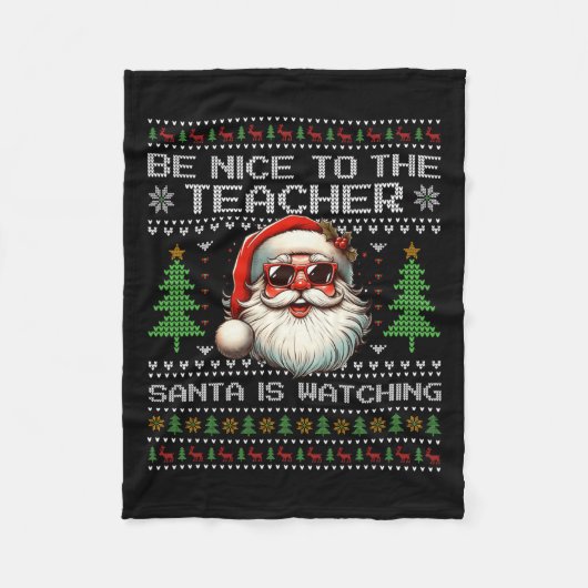 サンタが先生を見て醜いクリスマス フリースブランケット (正面)