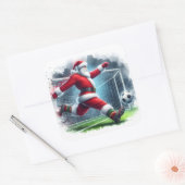 サンタが冬舞台でサッカーボールを蹴る スクエアシール (封筒)