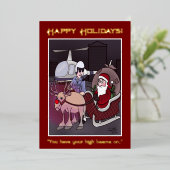 サンタが切符を切られる 箔シーズンカード (立ち正面)