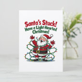 サンタが動けなくなった 面白いクリスマスカード シーズンカード (スタンド正面)