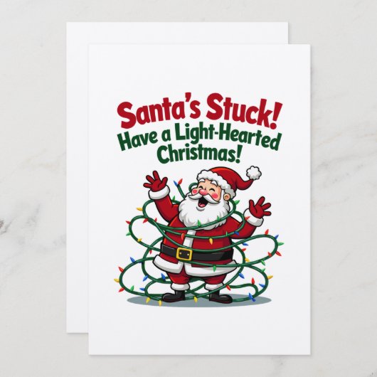 サンタが動けなくなった 面白いクリスマスカード シーズンカード (正面/裏面)