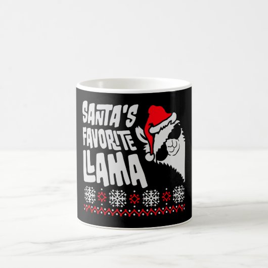 サンタが大好きなラマ クールサングラス 横顔 クリスマス コーヒーマグカップ (中央)