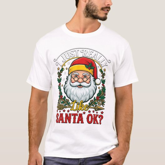 サンタが好きです クリスマス クラウス ホーリー Wr Tシャツ (正面)